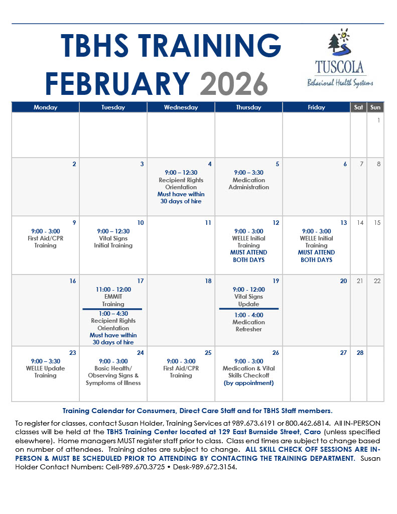 February Training Calendar